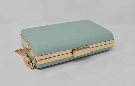 Mint Green & Gold Box Clutch Bag