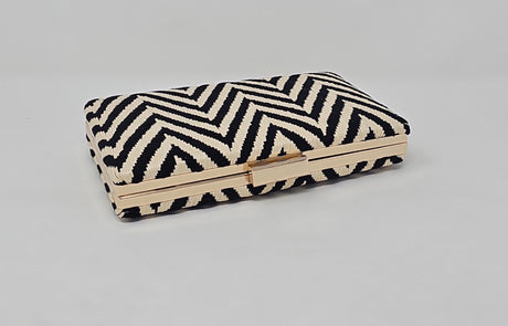 Black & Nude Chevron Clutch Bag