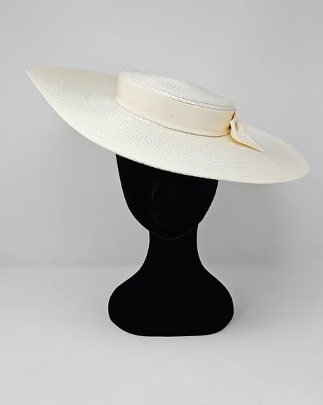 Ivory Wide Brim Braid Boater Fascinator