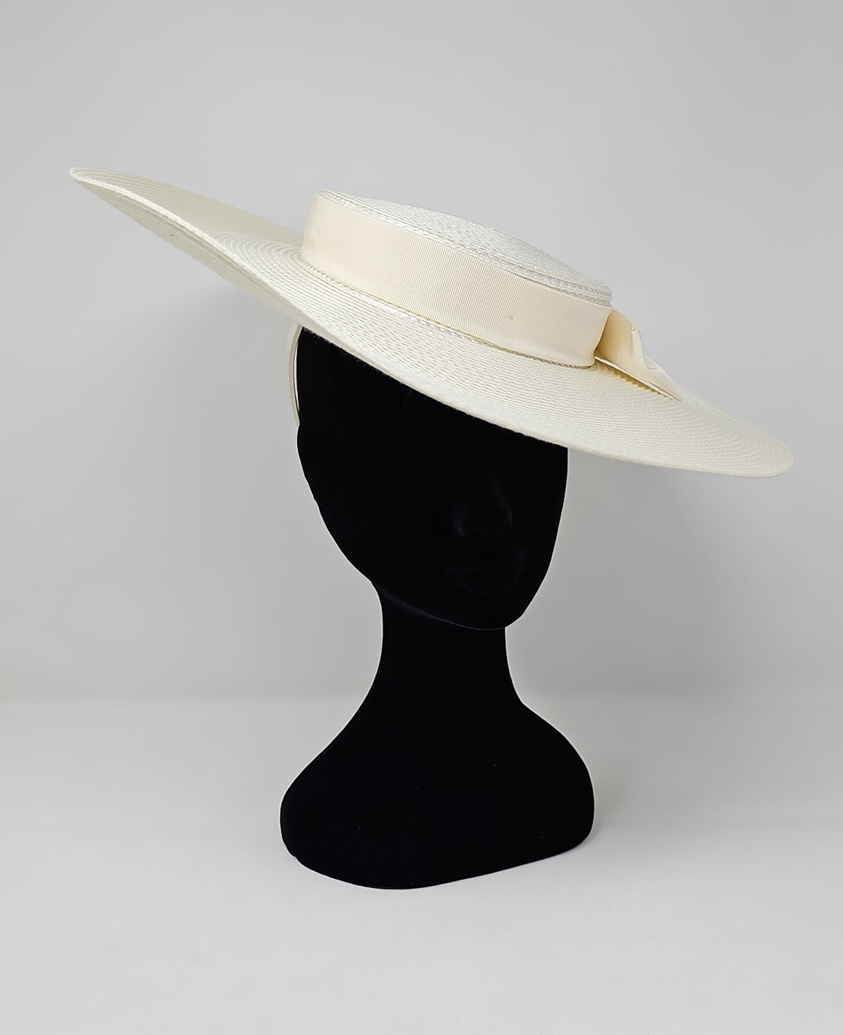 Ivory Wide Brim Braid Boater Fascinator