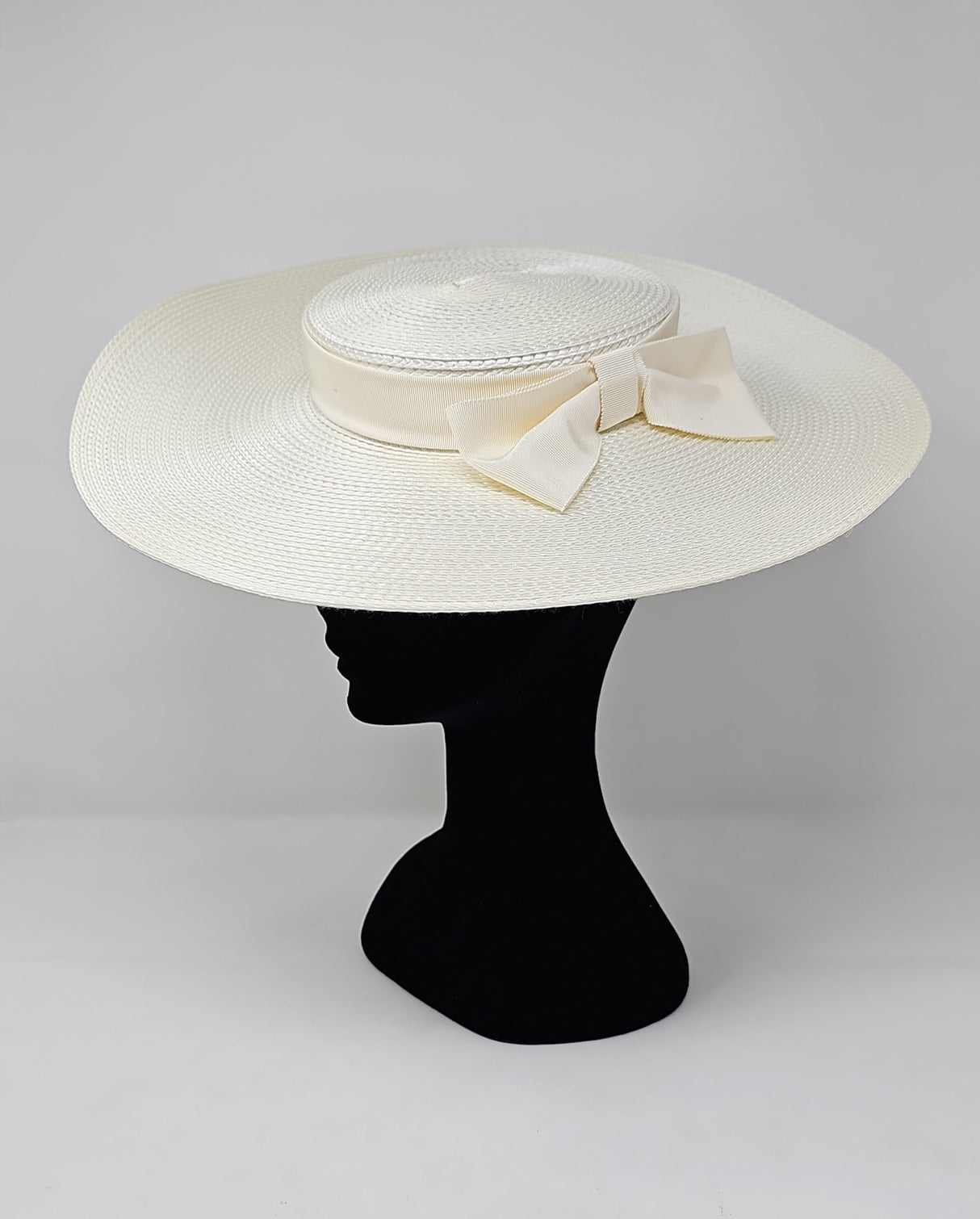 Ivory Wide Brim Braid Boater Fascinator
