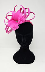 Magenta Pink Looped Flower Hairband Fascinator