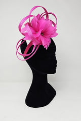 Magenta Pink Looped Flower Hairband Fascinator