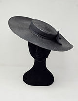 Black Wide Brim Braid Boater Fascinator