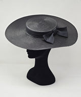 Black Wide Brim Braid Boater Fascinator