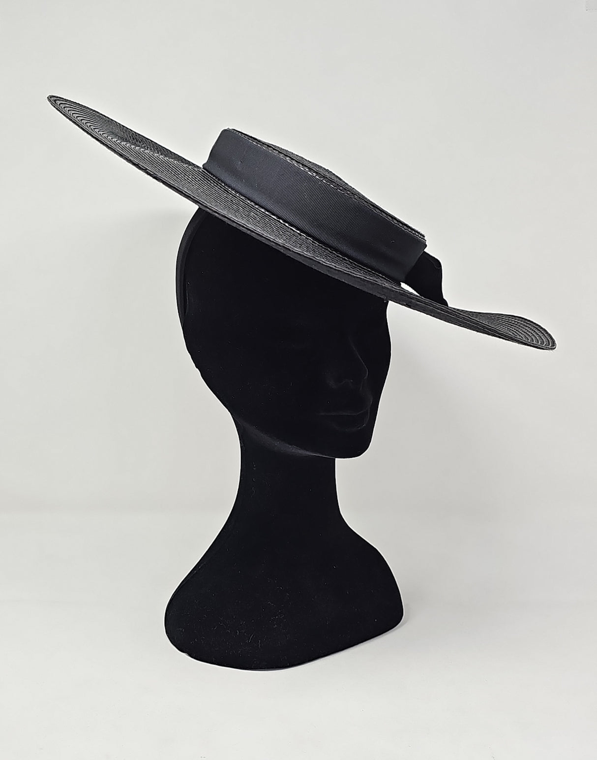 Black Wide Brim Braid Boater Fascinator