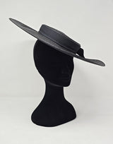 Black Wide Brim Braid Boater Fascinator