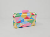 Multicolour Pink Box Clutch Bag