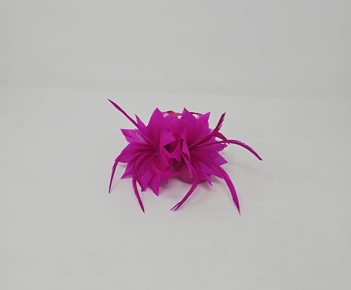 Fuchsia Pink Feather Slide Hair Clip
