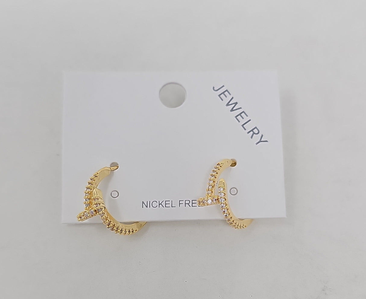 Crystal Gold Hoop Earrings