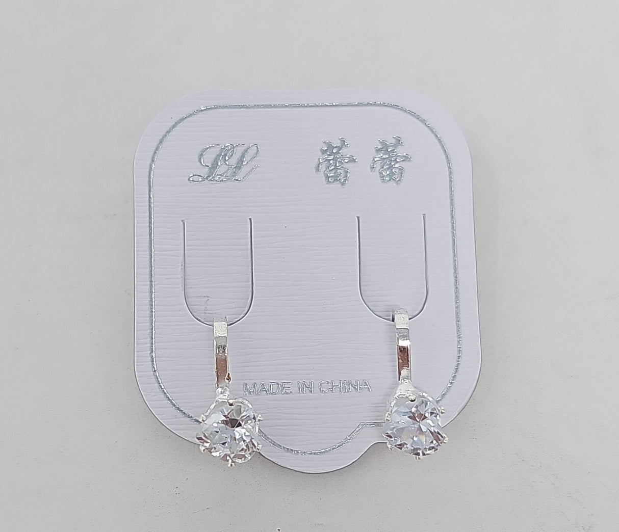 Crystal Silver Solitaire Clip On Earrings