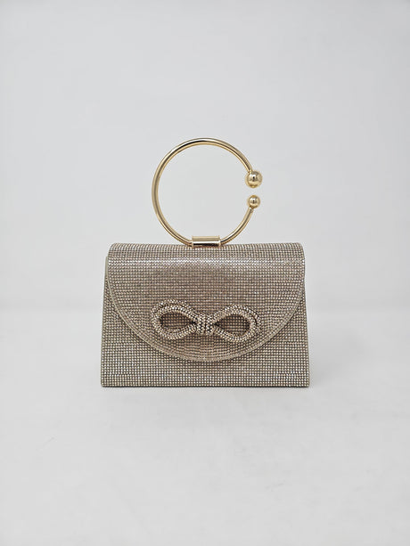 Gold Bow Crystal Mini Handbag
