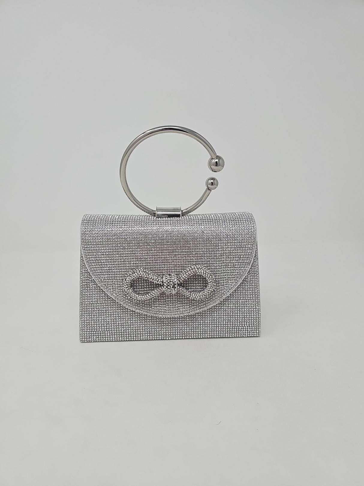 Silver Bow Crystal Mini Handbag