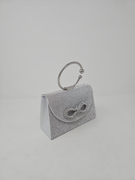 Silver Bow Crystal Mini Handbag