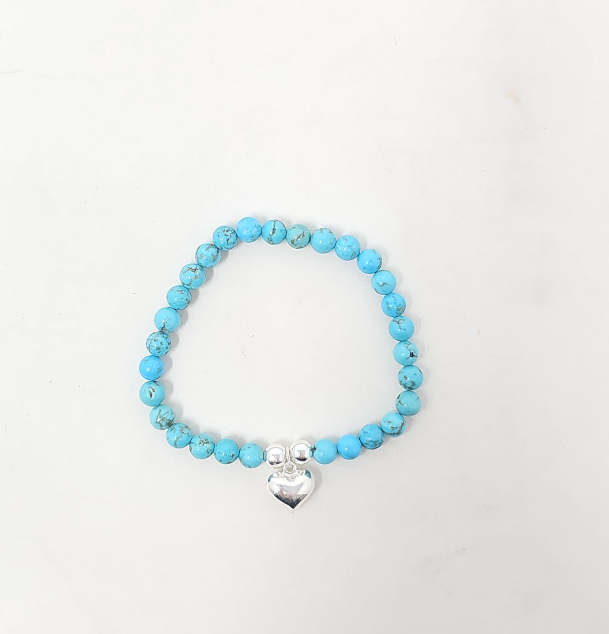 Zelly Turquoise Beaded Heart Charm Bracelet