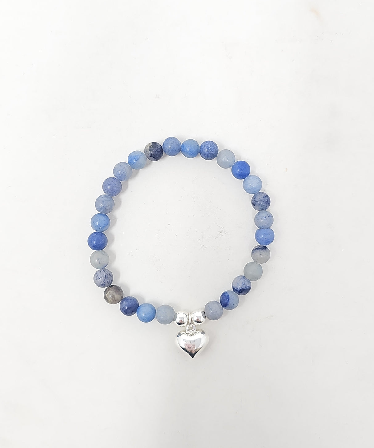 Zelly Blue Adventurine Beaded Heart Charm Bracelet