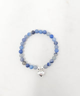 Zelly Blue Adventurine Beaded Heart Charm Bracelet