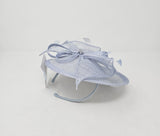 Metallic Bluebell Feather & Bow Round Disc Fascinator