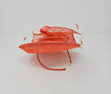 Orange Feather & Bow Round Disc Fascinator