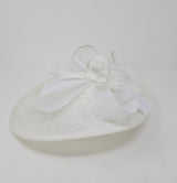White Looped Bow Round Disc Fascinator