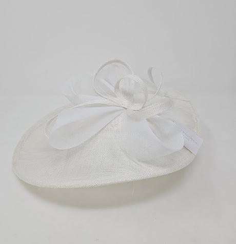White Looped Bow Round Disc Fascinator
