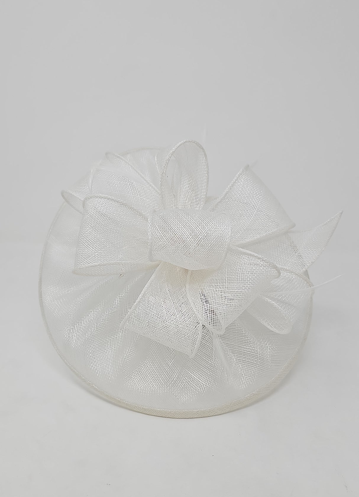 White Looped Round Disc Fascinator