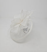 White Looped Round Disc Fascinator