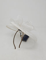 White Looped Round Disc Fascinator