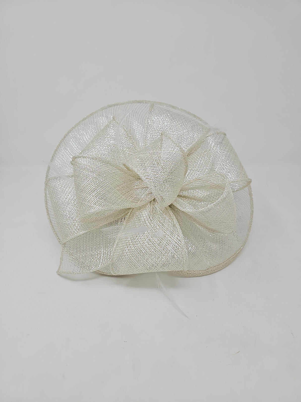 Ivory Silver Looped Round Disc Fascinator
