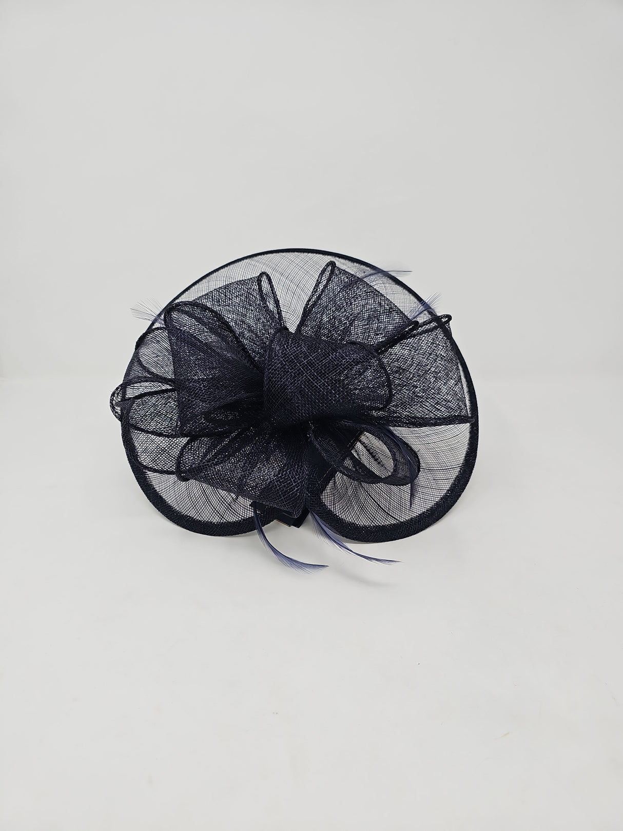 Navy Looped Round Disc Fascinator