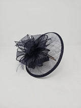 Navy Looped Round Disc Fascinator