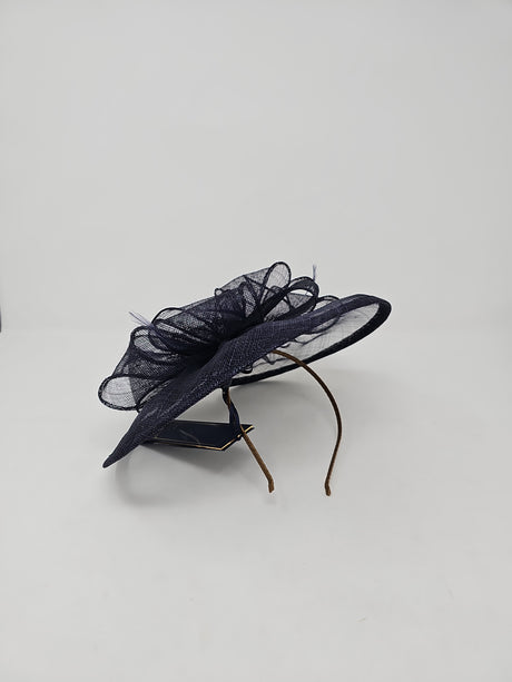 Navy Looped Round Disc Fascinator