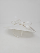 White Oval Disc Hairband Fascinator