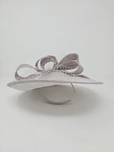 Metallic Pearl Silver Looped Feather Hatinator