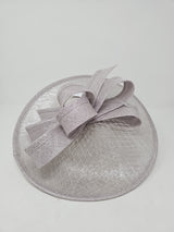 Metallic Pearl Silver Looped Feather Hatinator