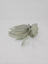 Sage Green Sinamay Loop & Feather Hairband Fascinator