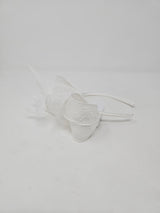 White Sinamay Loop & Feather Hairband Fascinator
