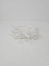 White Sinamay Loop & Feather Hairband Fascinator