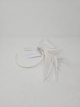White Sinamay Loop & Feather Hairband Fascinator