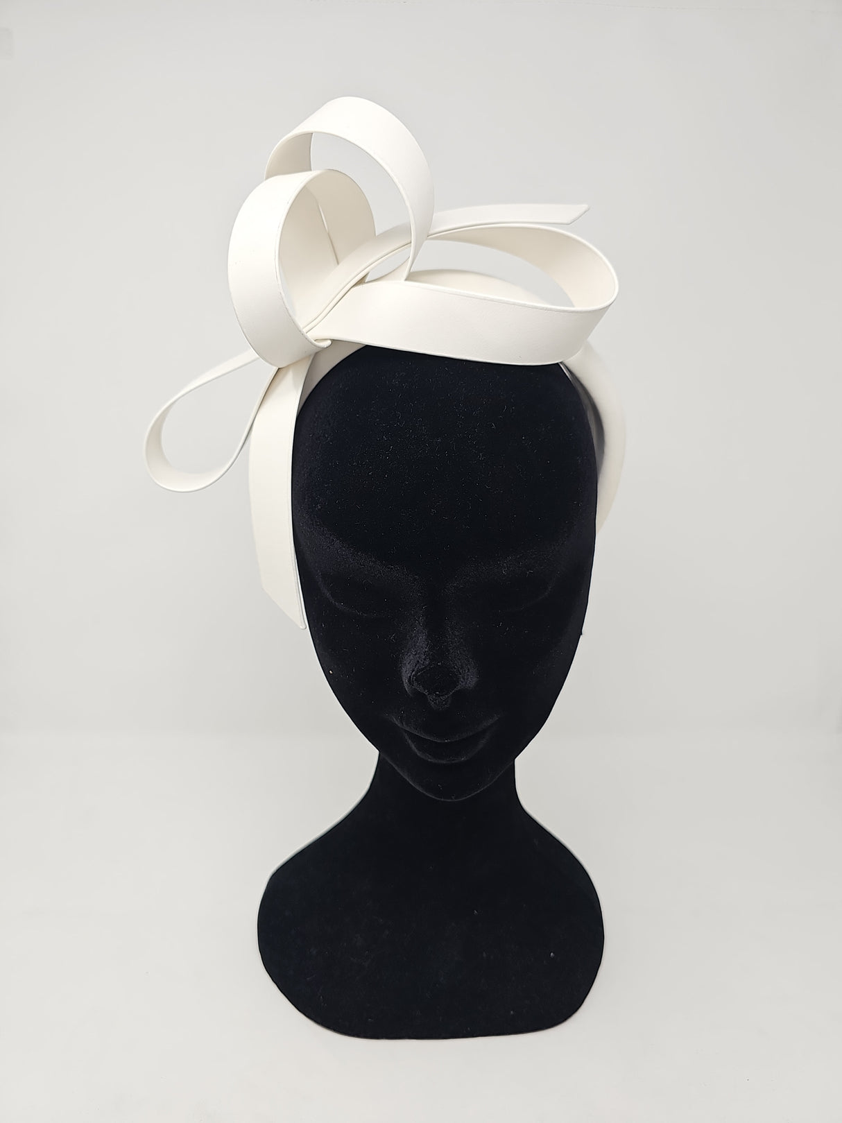 White Bridal Leatherette Bow Hairband Fascinator