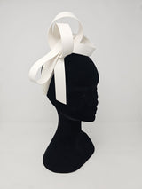 White Bridal Leatherette Bow Hairband Fascinator
