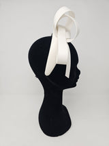 White Bridal Leatherette Bow Hairband Fascinator