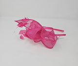 Lipstick Pink Sinamay Loop & Feather Hairband Fascinator