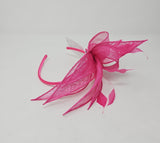 Lipstick Pink Sinamay Loop & Feather Hairband Fascinator