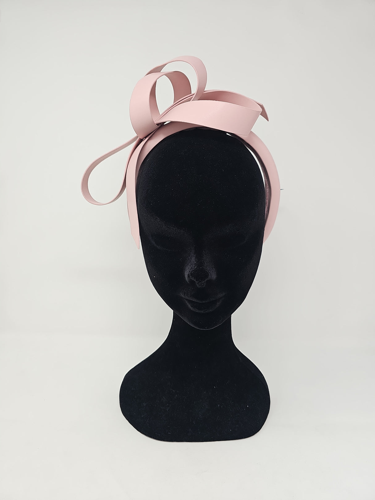 Quartz Pink Leatherette Bow Hairband Fascinator