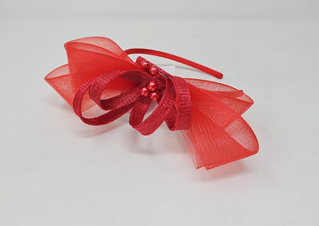 Tulip Red Bow Loop Hairband Fascinator