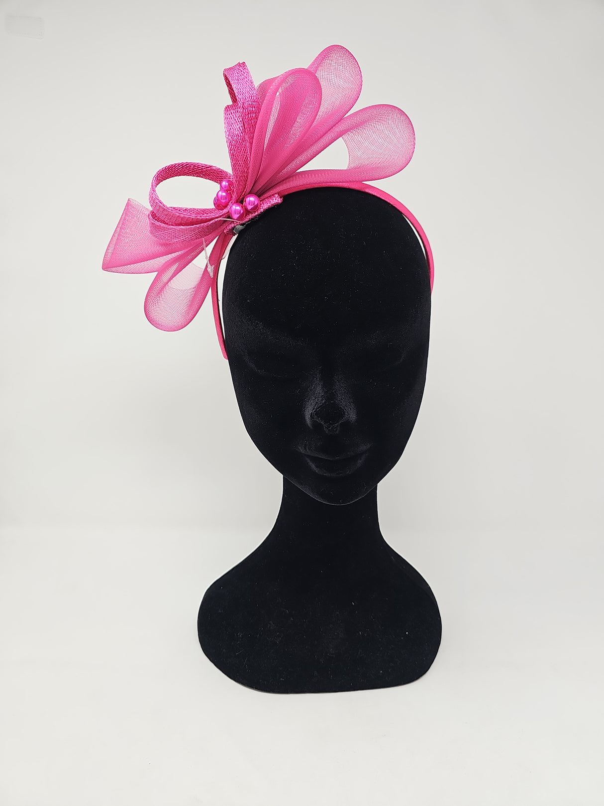 Lipstick Pink Bead Bow Loop Hairband Fascinator