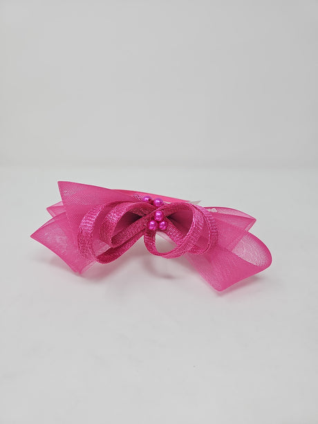 Lipstick Pink Bead Bow Loop Hairband Fascinator
