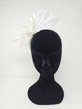 White Bead Bow Loop Hairband Fascinator