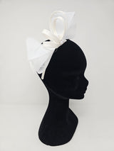 White Bead Bow Loop Hairband Fascinator